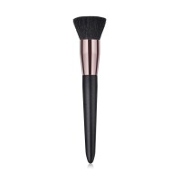 China manufacturer high end single pearl handle coffee tube flat head gold white powder cosmetic brush with pvc bag